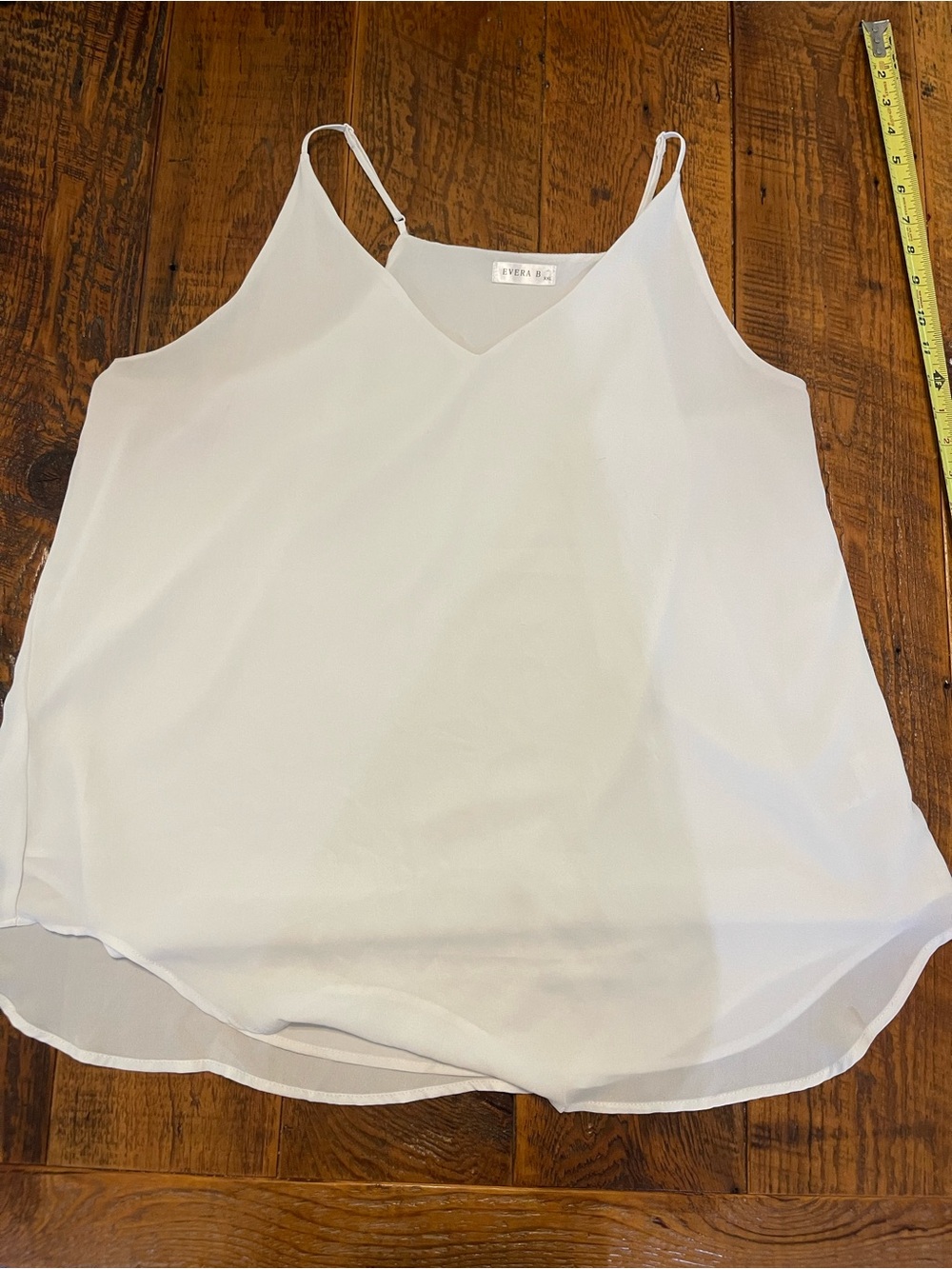White V-Neck Adjustable Spaghetti Strap Chiffon Tank Top - Two Layers XXL